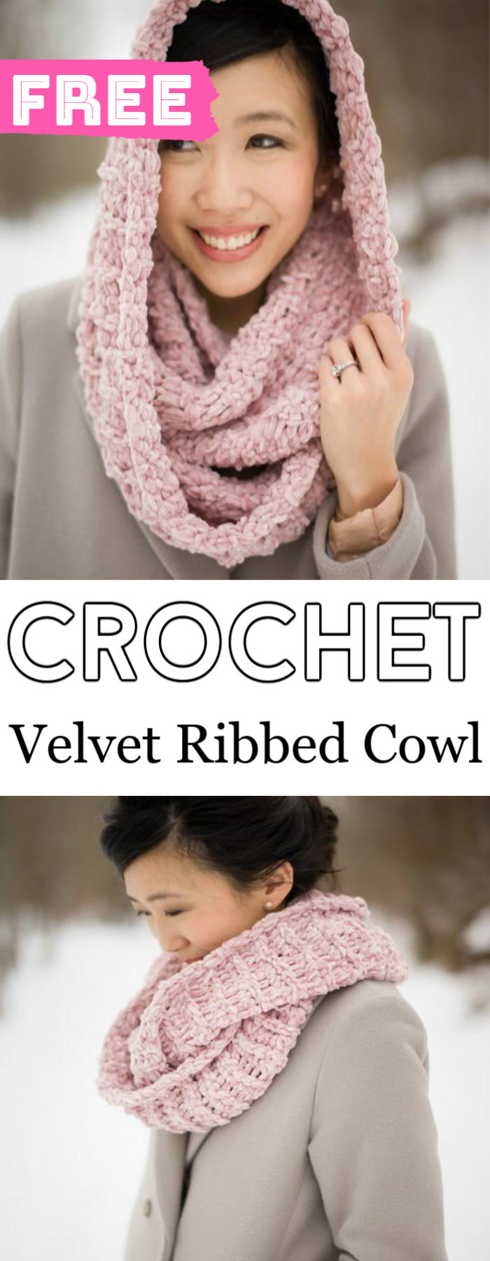 Crochet Velvet Ribbed Cowl Free Pattern