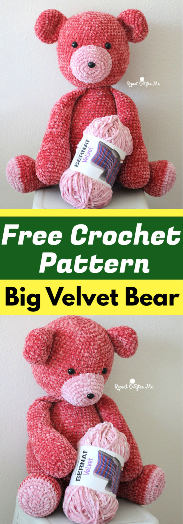 Free Crochet Big Velvet Bear Pattern